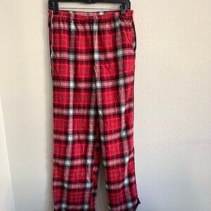 Victoria Secret Red Plaid Pajama Pants XS Drawstring Side Pockets Cotton Viscose